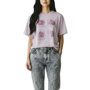 Vintage Authentic Pigment Purple Floral T Shirt Womens Sz Large Y2K Artsy Kawaii